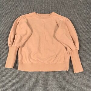 For the Republic Sweatshirt Women's XS Pink Pullover Cotton Sweater Puffy Sleeve